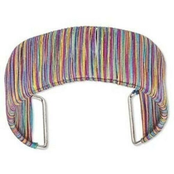 Metallic Jewel Tone Colors Wire Wrapped Silver Plated Cuff Bracelet - Picture 1 of 1